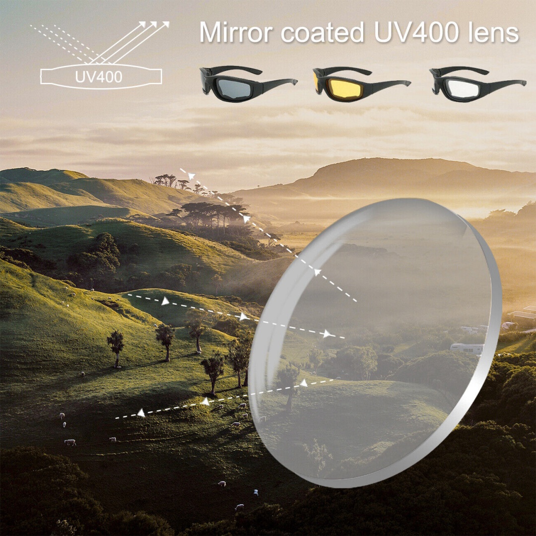3 Pair Motorcycle Sports Biker Riding Glasses Padded Wind Resistant Sunglasses