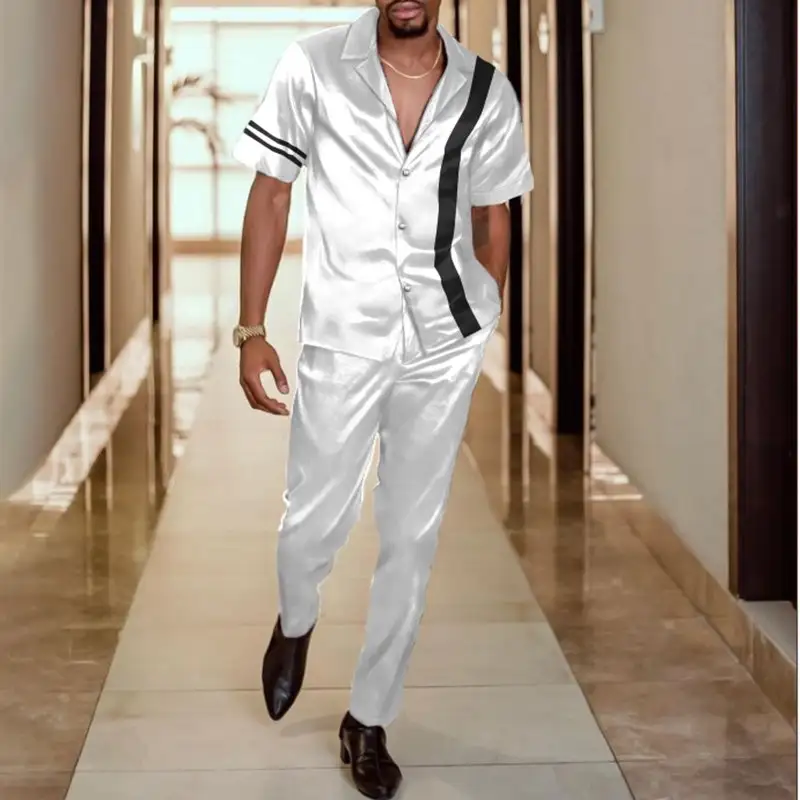 Spring And Autumn New 3D Digital Printing Casual Men's Short Sleeve Shirt Suit