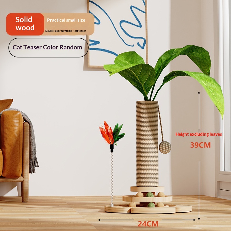 Cat Climbing Frame With Solid Wood Scratching Board, Durable Scratch-Resistant Cat Teaser Stick, Not Easy To Shed Debris, Cat Toy, Pet Supplies, Cross-Border Hot Seller