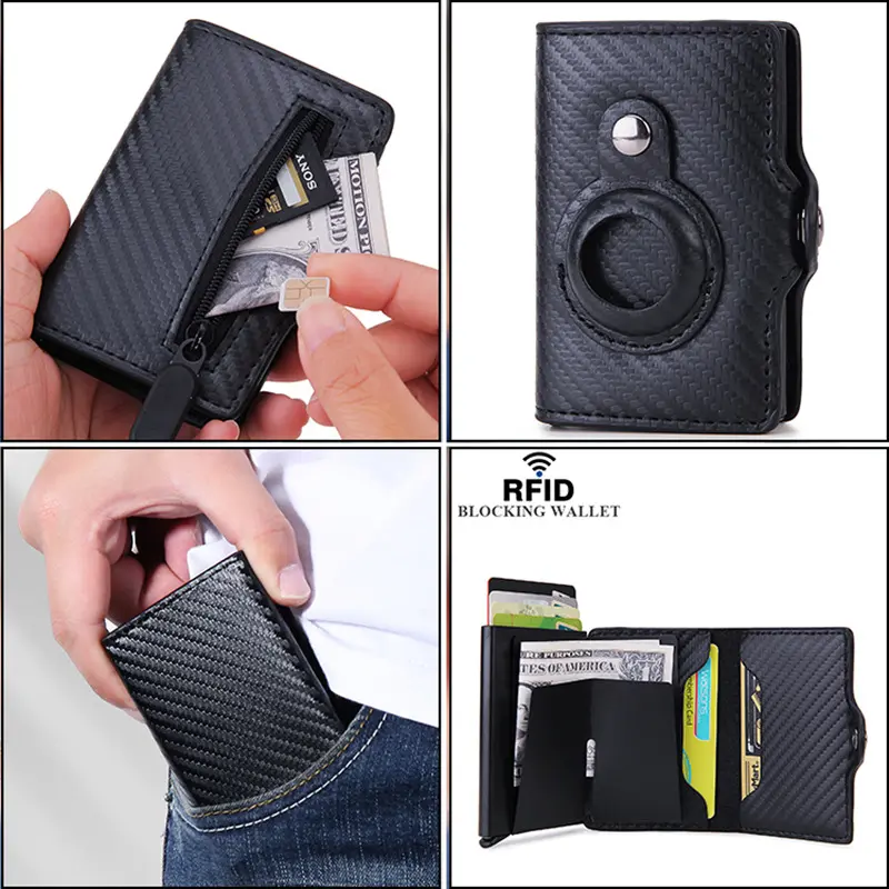 Multifunctional Card Holder Airtag Men's Short Wallet