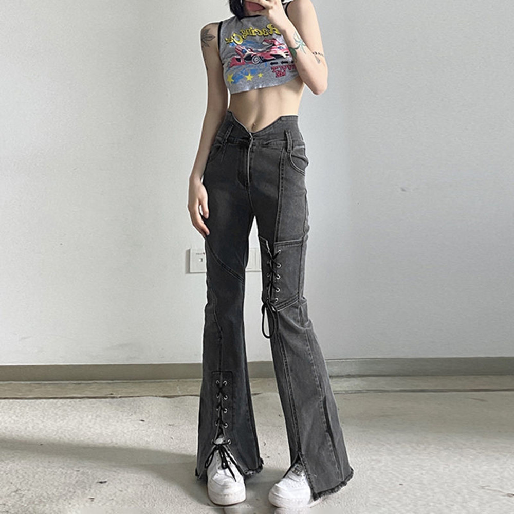 Small Design Sense Lace Up Micro Denim Women