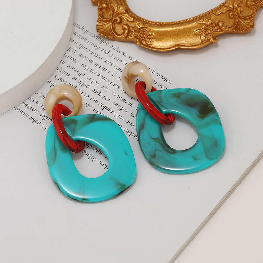 Title 5, Geometric Acrylic Hepburn Wind Color Bump Earrings