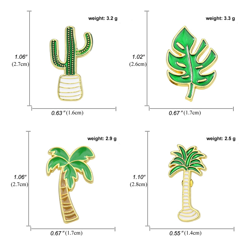 Title 7, Creative Cartoon Leaves Cactus Coconut Tree Brooch