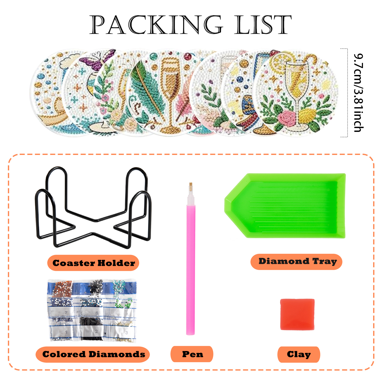 Diamond Art Drawing Coaster With Bracket, DIY Beautiful Pattern Diamond Art Coaster, Suitable For Adults And Beginners Diamond Drawing Kit, Diamond Kit Craft Supplies, Exquisite Gifts For Fri