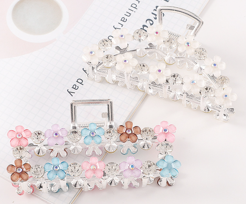 Simple Alloy Plating Hair Catch Ingot Rhinestone Hairpin
