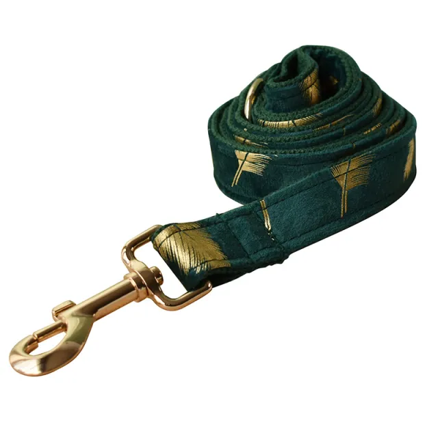 Emerald Feather Pattern Pet Collar Bow Leash Set Dog Rope - Shop at LoveMi