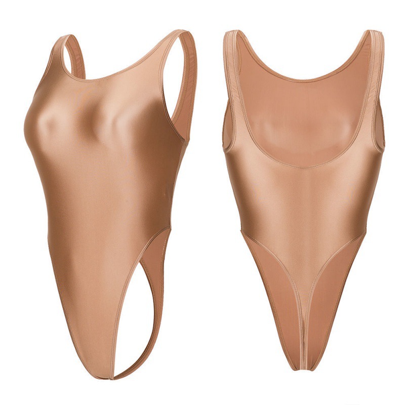 Slim Swimsuit Women's Glossy Shiny Tight Fitting Dark Skin Tone - Shop at LoveMi