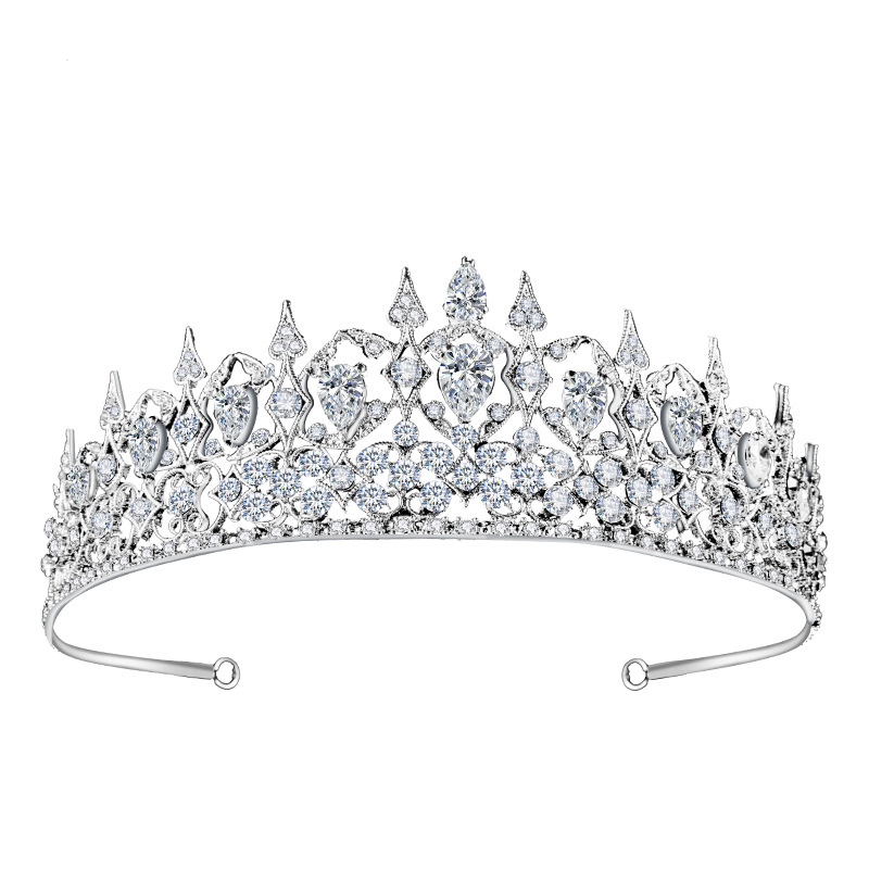 High end Niche Luxury Elegant Zircon Bridal Crown Silver - Shop at LoveMi