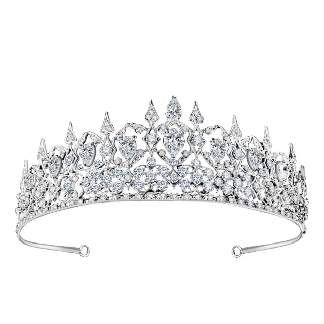High end Niche Luxury Elegant Zircon Bridal Crown Silver - Shop at LoveMi