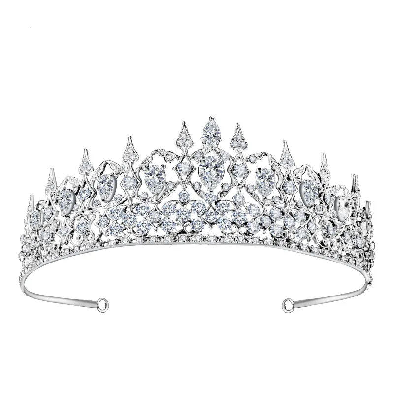 High-end Niche Luxury Elegant Zircon Bridal Crown - Silver