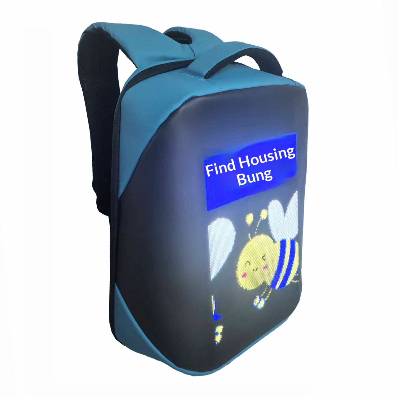 Regular LED Backpack Riding & Backpack DIY Text Animation Polyester Material Hot Sale - Sky Blue HD