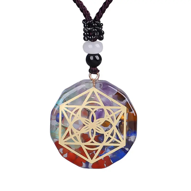 Colorful Stone Necklace Natural Crystal Pendant