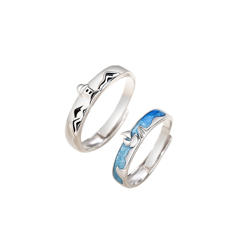 Title 5, Haven Couple Pair Ring Niche Design Wave Ring