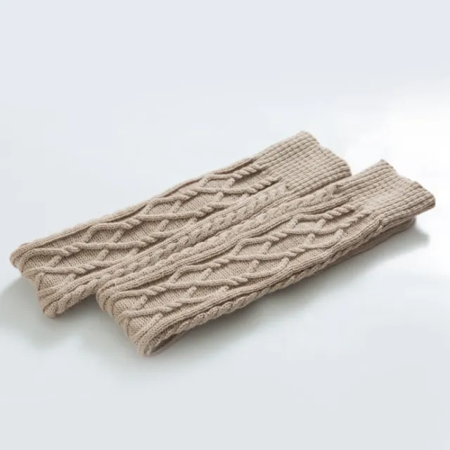 Knitted Over The Knee Leg Warmers Indoor Home Socks Beige - Shop at LoveMi