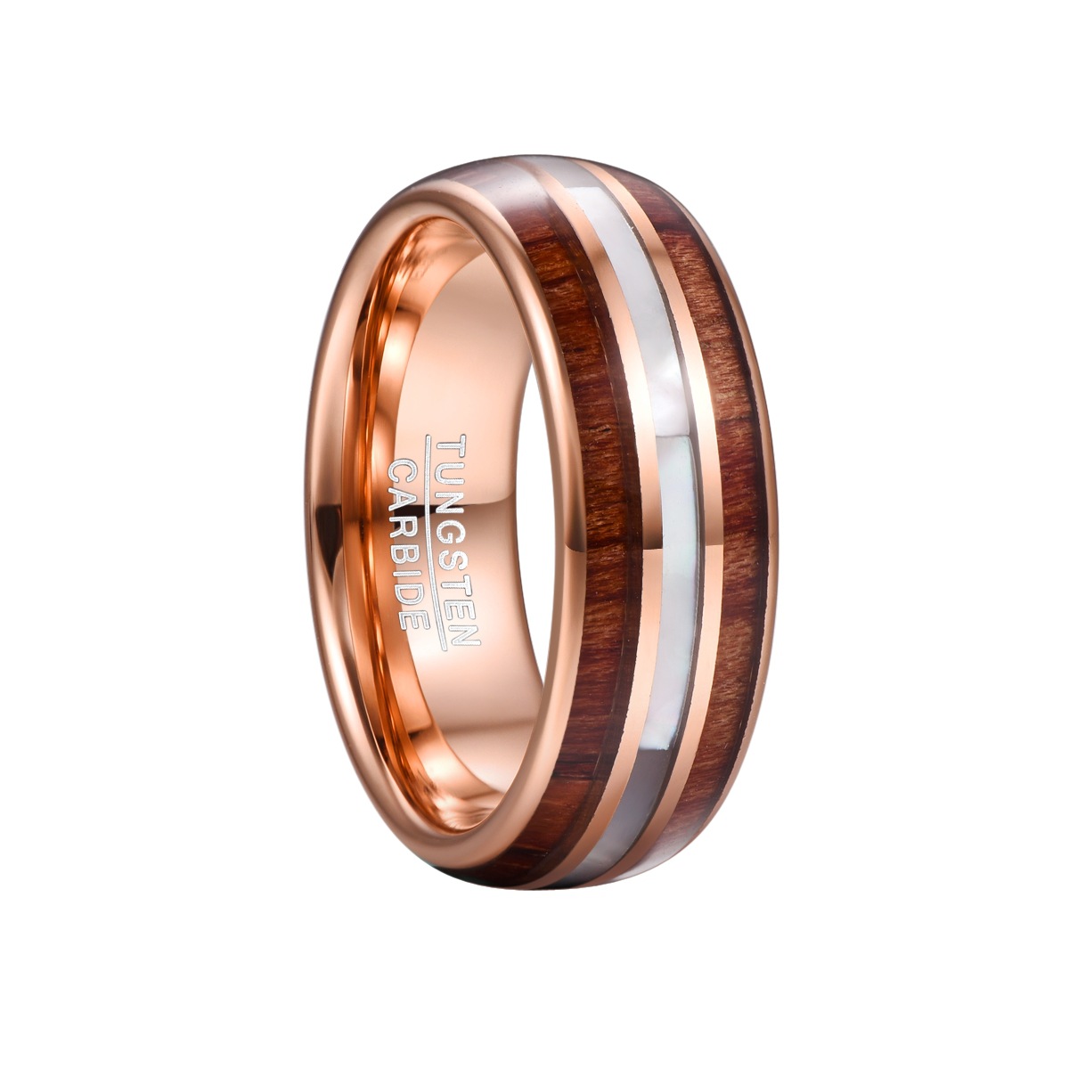 Title 6, White Beimu Mens Tungsten Steel Ring with Wood...