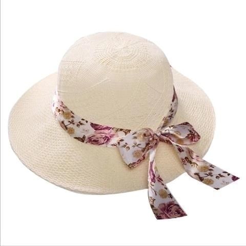 Ribbon hat milk white