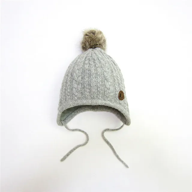 Warm And Windproof Woolen Hair Ball Ear Grey - Shop at LoveMi