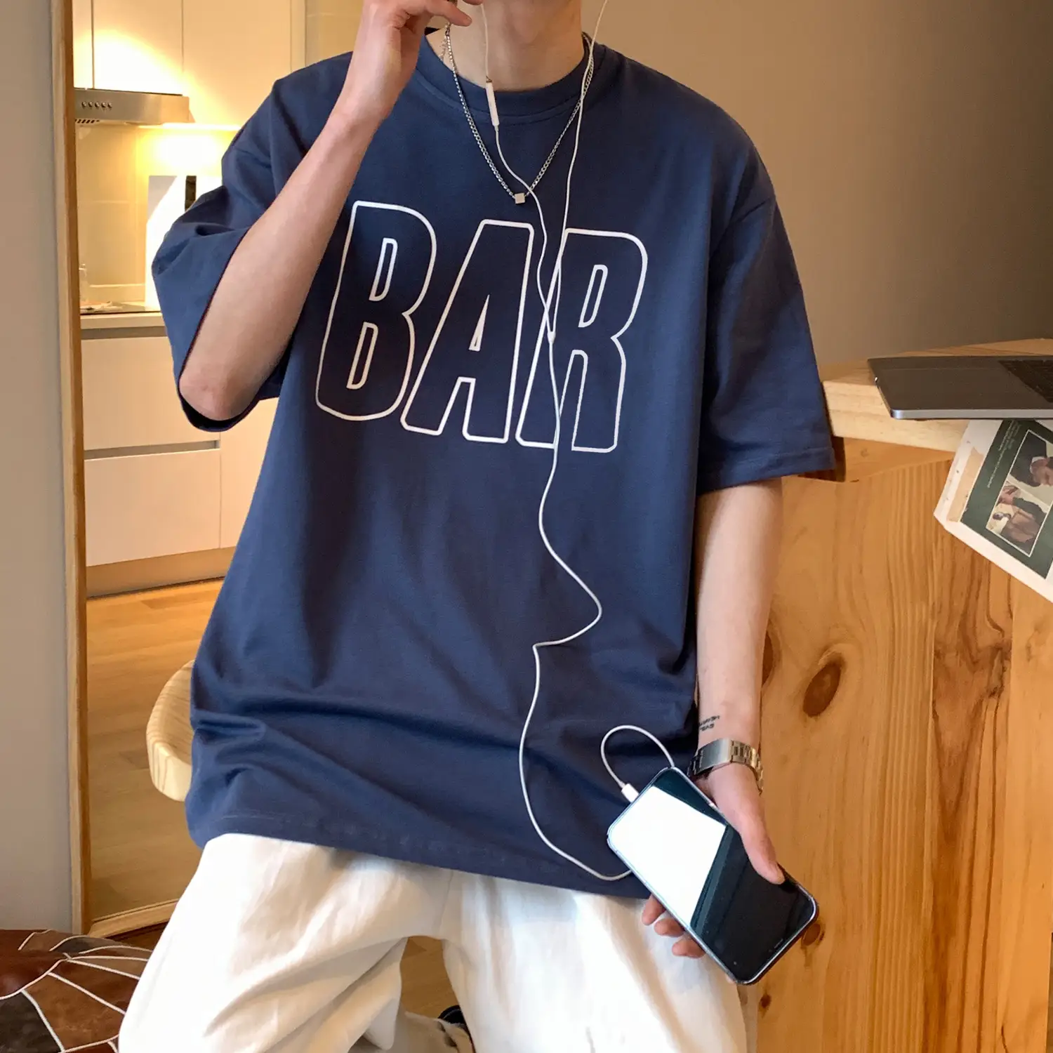Men's Trendy All-match White Short Sleeves