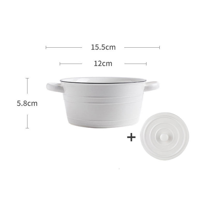 Title 2, Nordic Simple Binaural Ceramic Soup With Lid Sa...