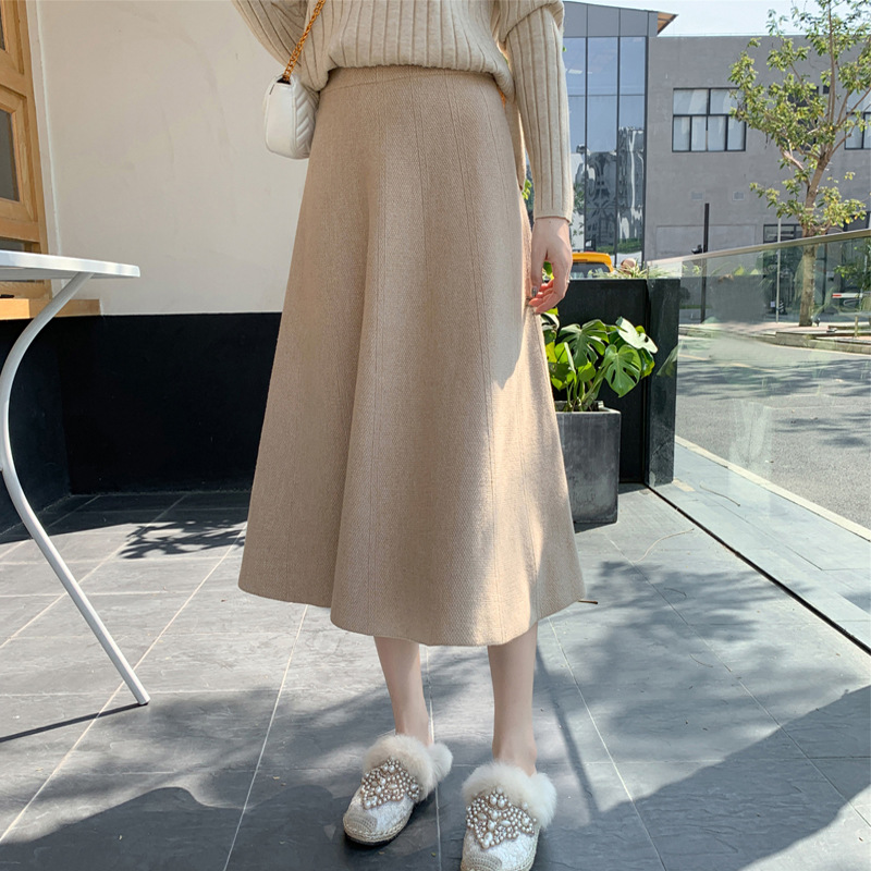 Fashion Women's Solid Color High Waist Knitted Skirt