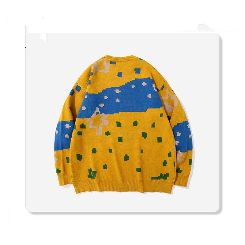 Men's Round Neck Dinosaur Print All-match Casual Loose Sweater