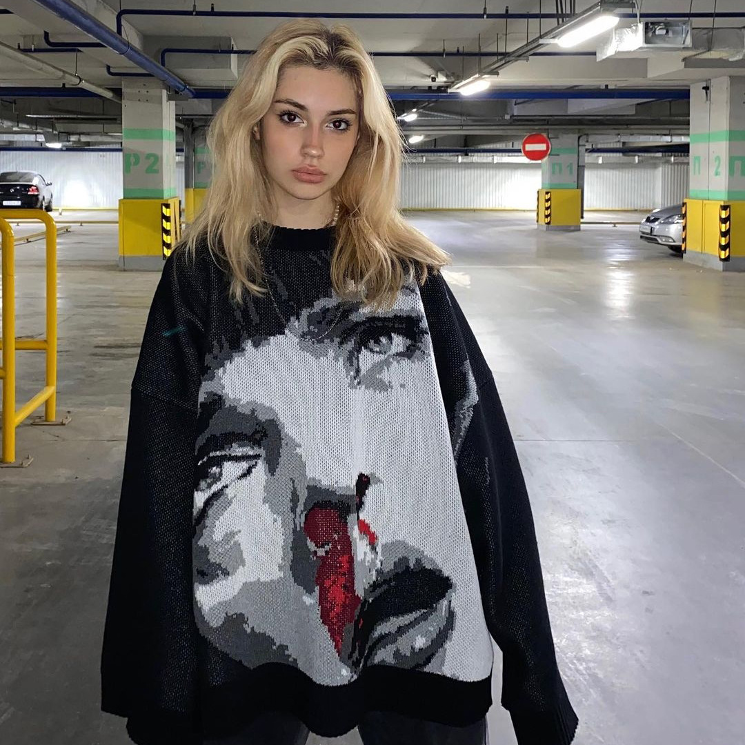 Knitted Sweater Hip Hop Loose Couple