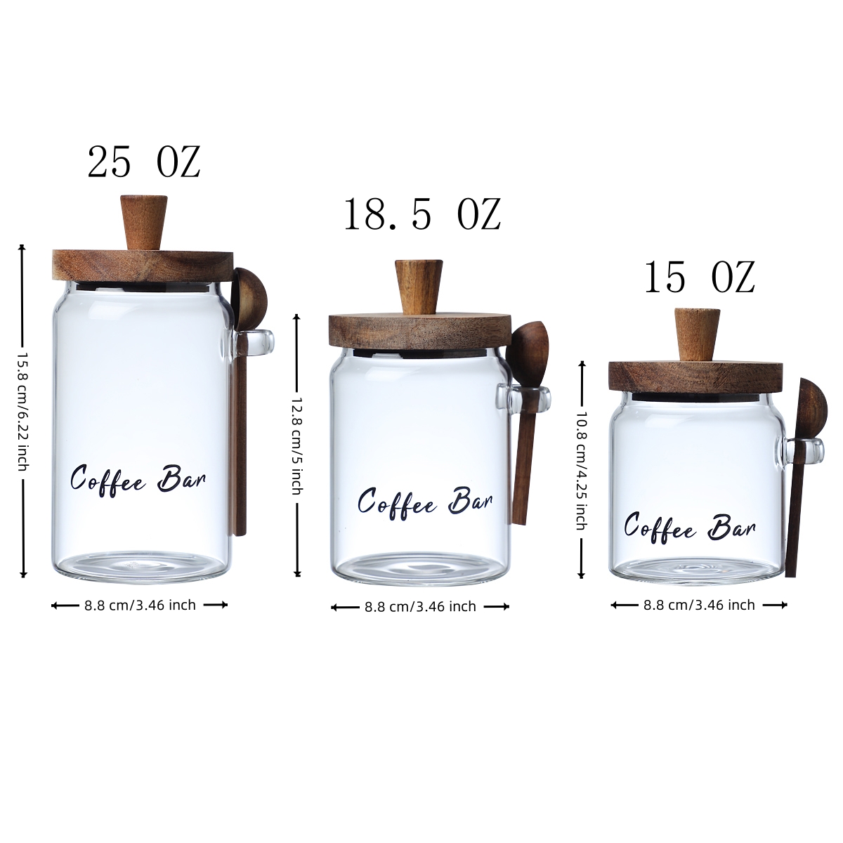 1 Pcs 18.5 OZ Glass Coffee Jars With Spoons, Candy Jars, Biscuit Jars, Storage Jars, Tea Jars, Snack Jars, Seasoning Jars, Salt Jars, Pepper Jars 2