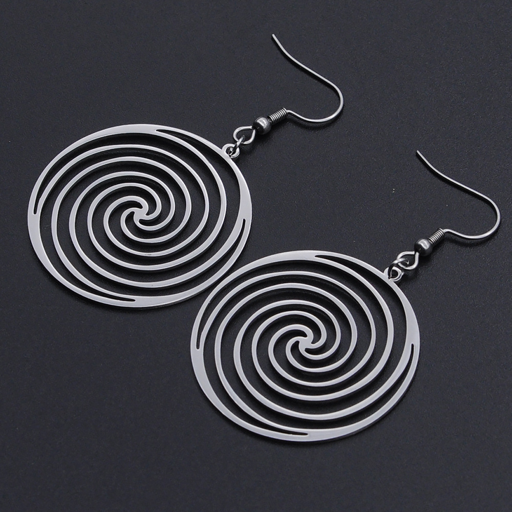 Title 1, Cut Hollow Geometry Spiral Pattern Earrings