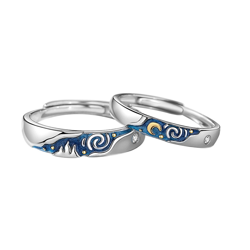 Creative Van Gogh's Starry Sky Couple Ring