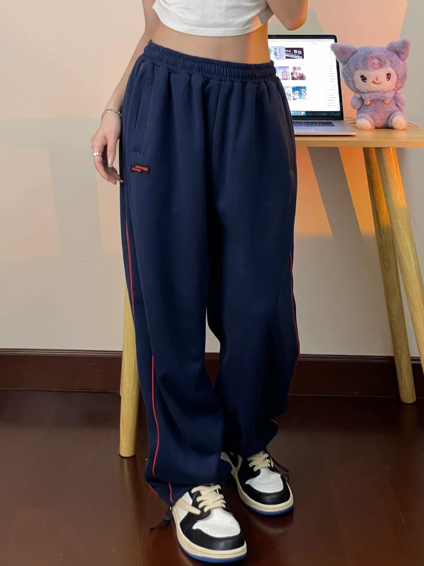 Men's And Women's American Retro Loose Wide Leg Ankle-tied Sweatpants