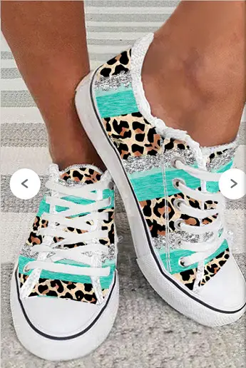 Leopard Print 3D Printed Color Matching Casual Flat Bottomed Canvas Shoes