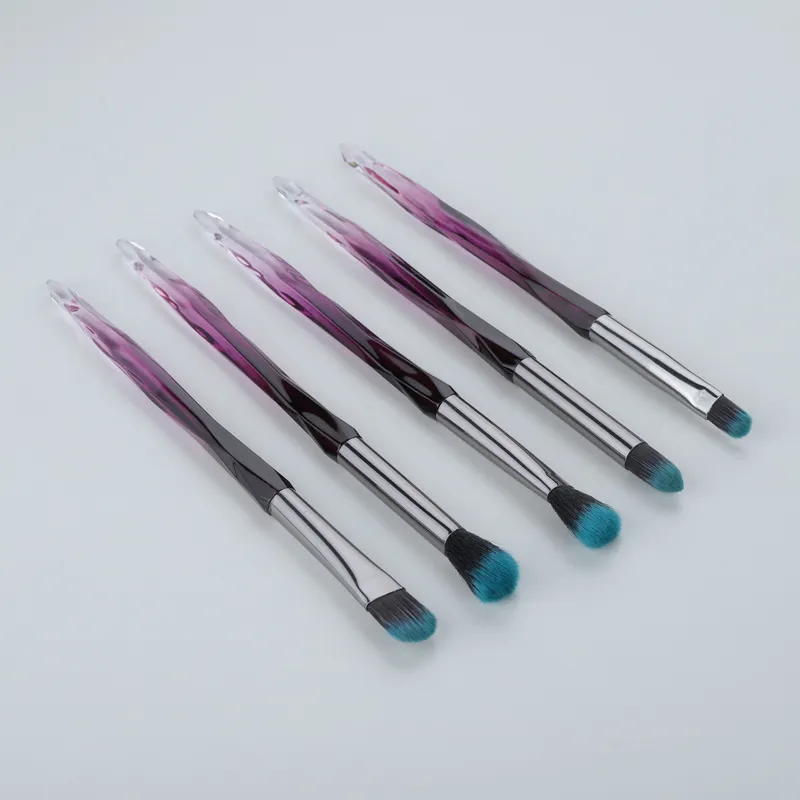 Eye Makeup Brush Eye Shadow Brush Set Beginner Nose Shadow Brush Soft Lip Brush - Purple Green