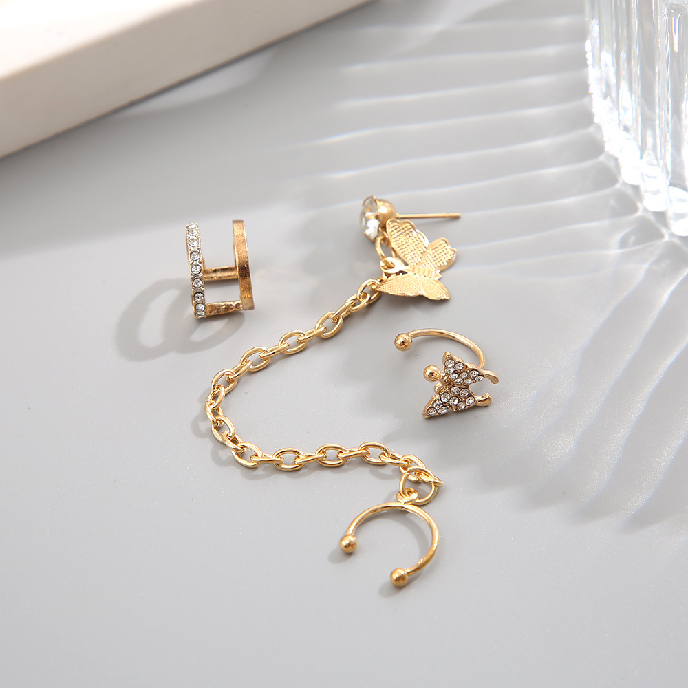 Earbone Clip Without Earhole And Rhinestone Earrings