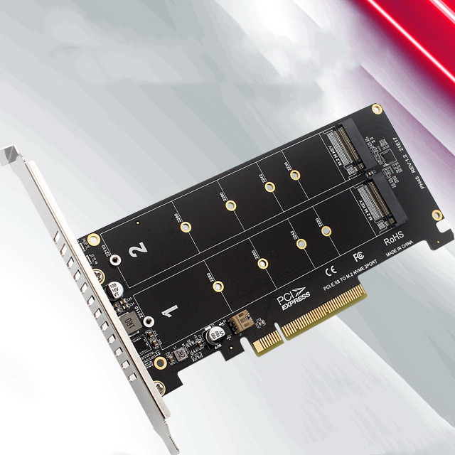 Pciex8 Dual Disk Nvme M.2 Mkey SSD RAID Array Expansion Adapter Motherboard PCIe Split Card - Image 3