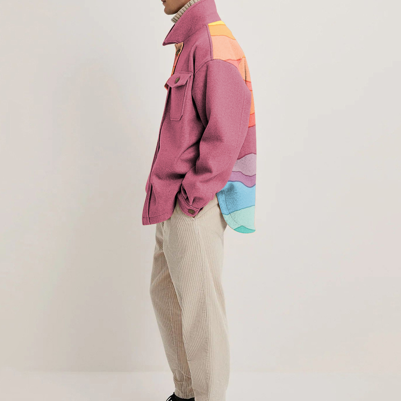 European And American Men's Printed Shirt With Loose Lapel Collar