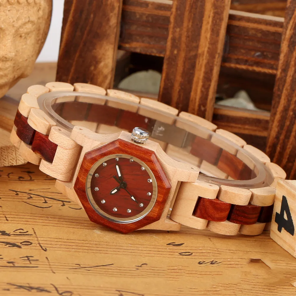 Bracelet Buckle Octagon Face Diamond Ladies Wooden