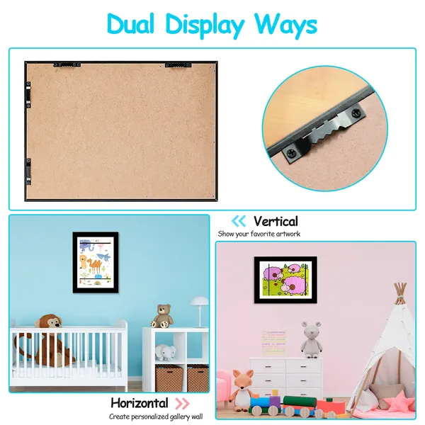 Kids Art Frame Front Opening Wooden Frame Artwork Display Storage Frame Picture  view 9