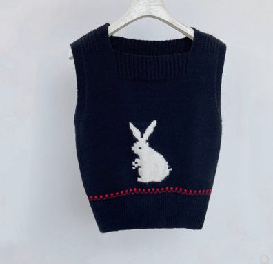 Vest Spring And Autumn Sleeveless Loose Knit, Girly Retro Rabbit