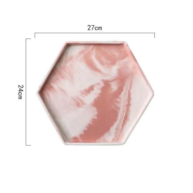 Nordic Marble Creative Home Ceramic Tray Hexagon Pink - Shop at LoveMi