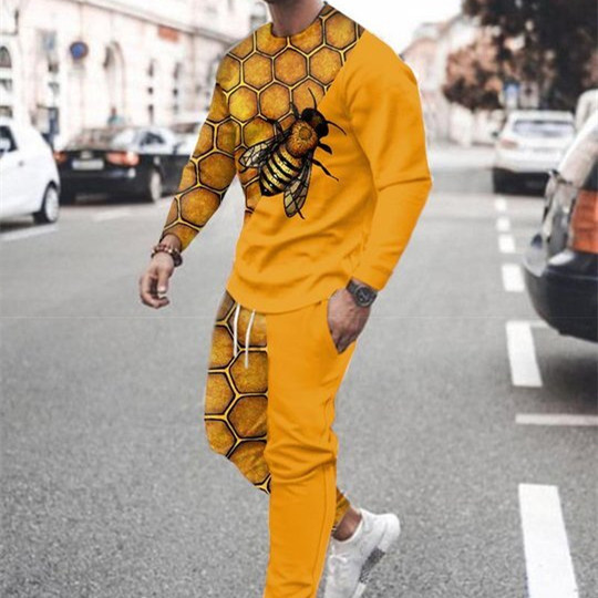 3d Digital Printing Crew Neck Sweater Sports Trousers Suit