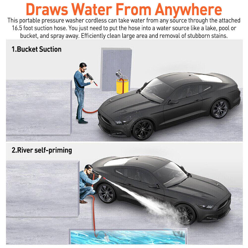 Portable Cordless Car High Pressure Washer Jet Water Wash Cleaner Gun & 2 — image 10