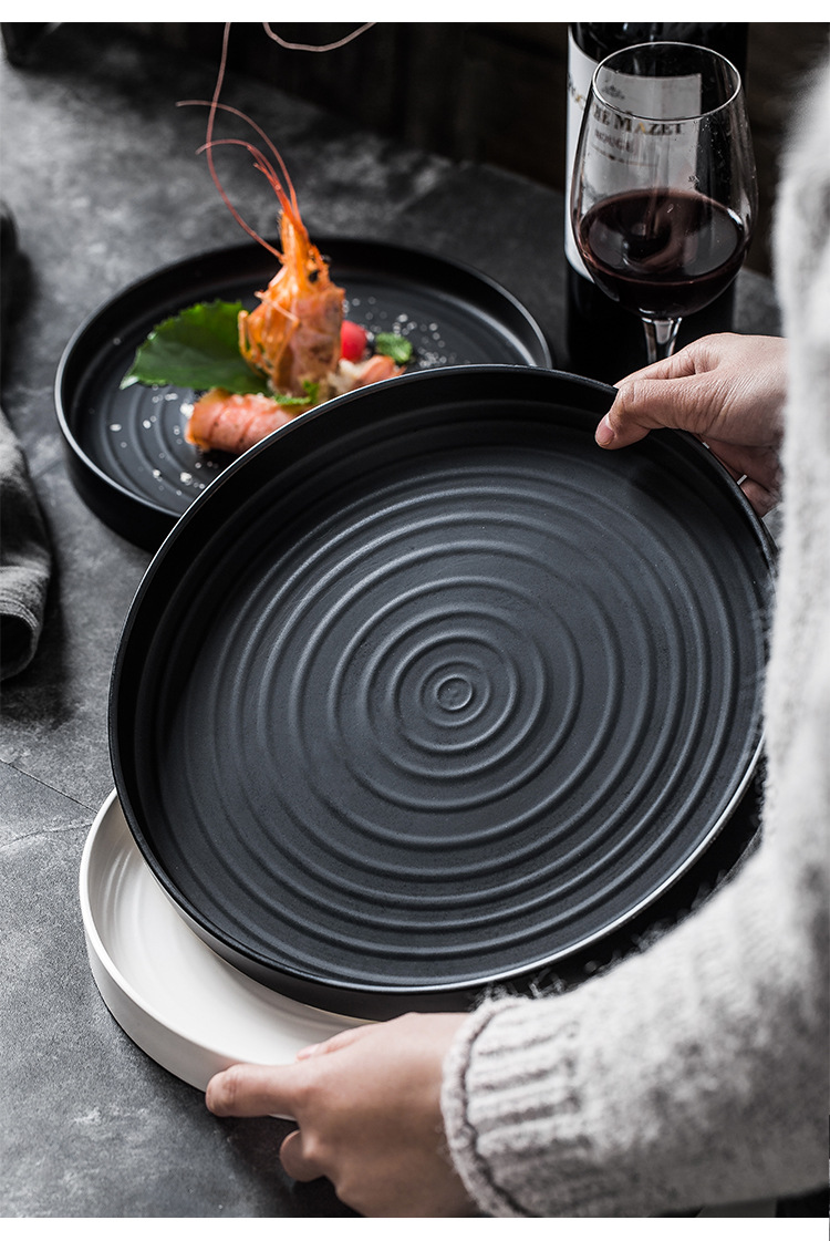 Korean Straight Side Simple Meal Restaurant Ceramic Placing Plate