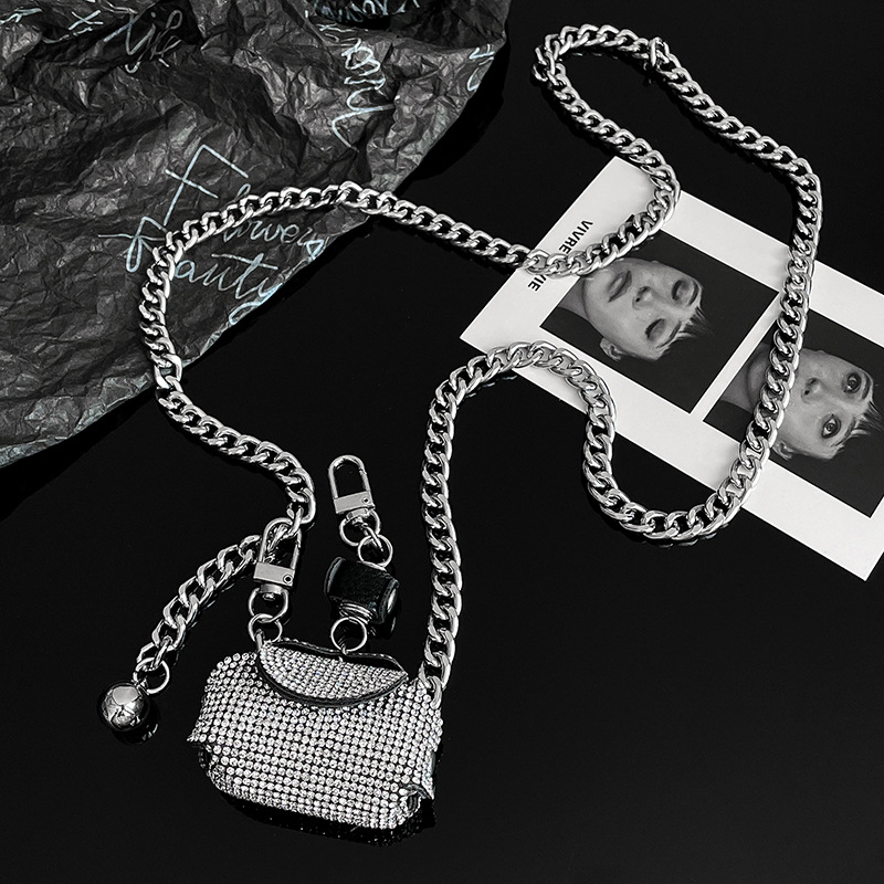Fashion Rhinestone Bag Pearl Waist Chain