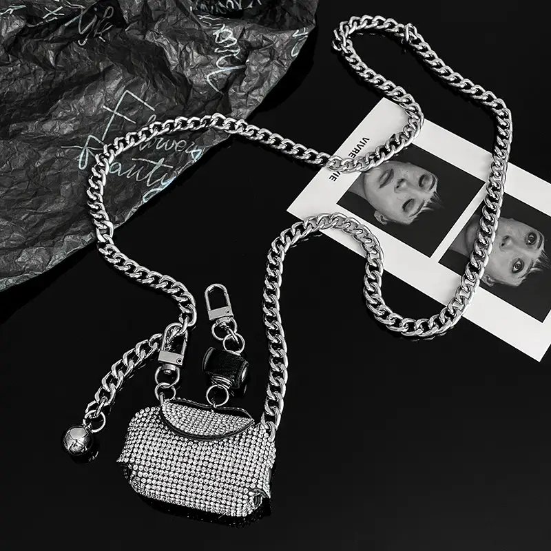 Fashion Rhinestone Bag Pearl Waist Chain