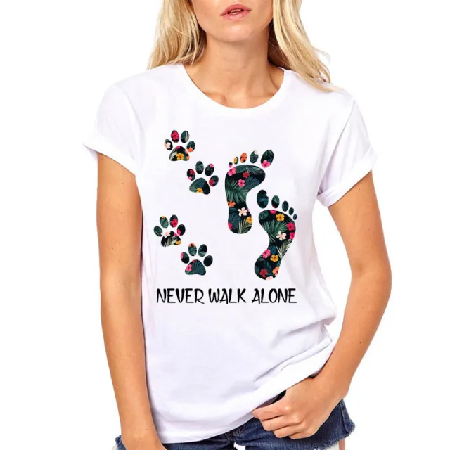 Cute Feet Dog Paw Short Sleeve T shirt White - Shop at LoveMi