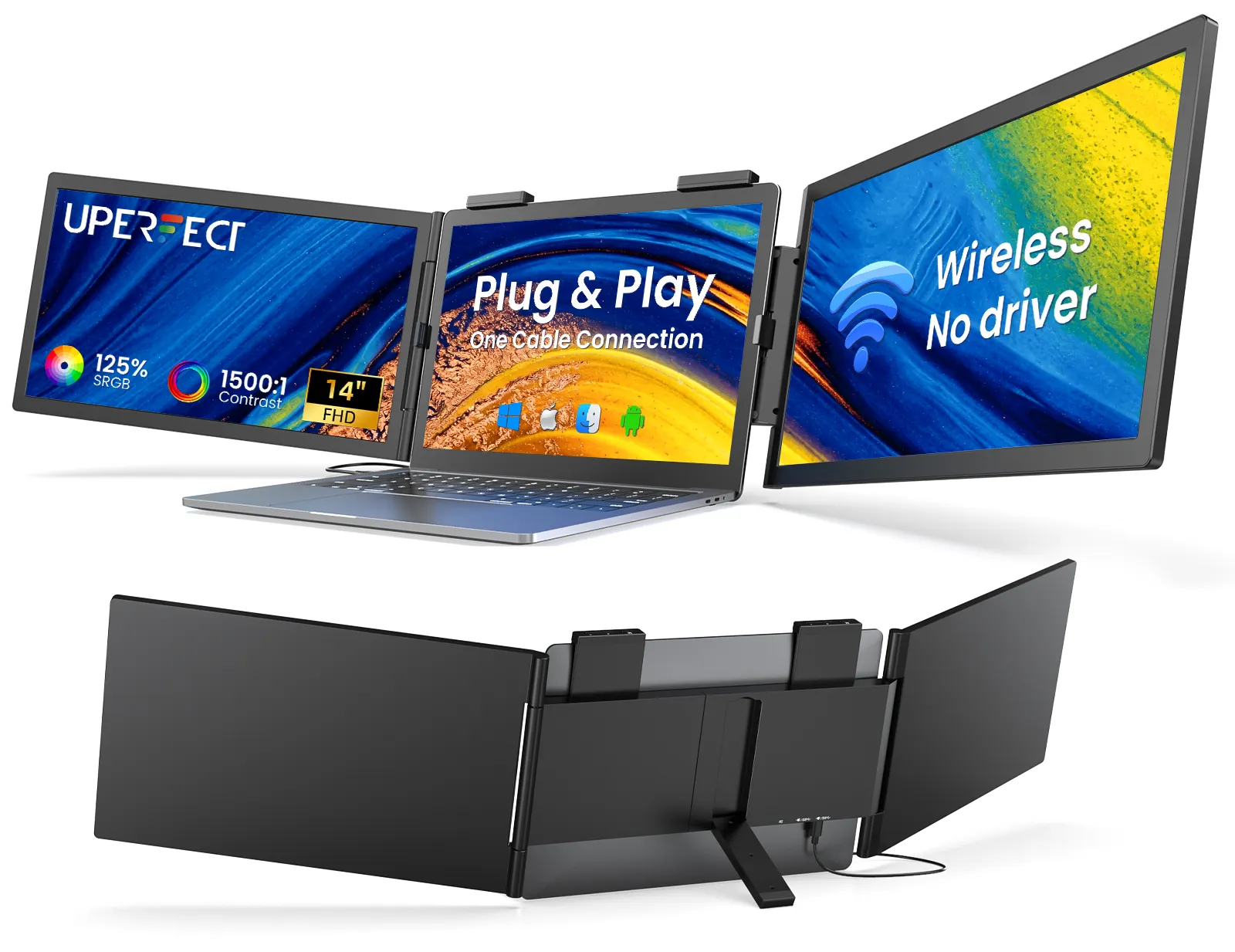 UPERFECT Portable Monitor 14 Inch Wireless Triple