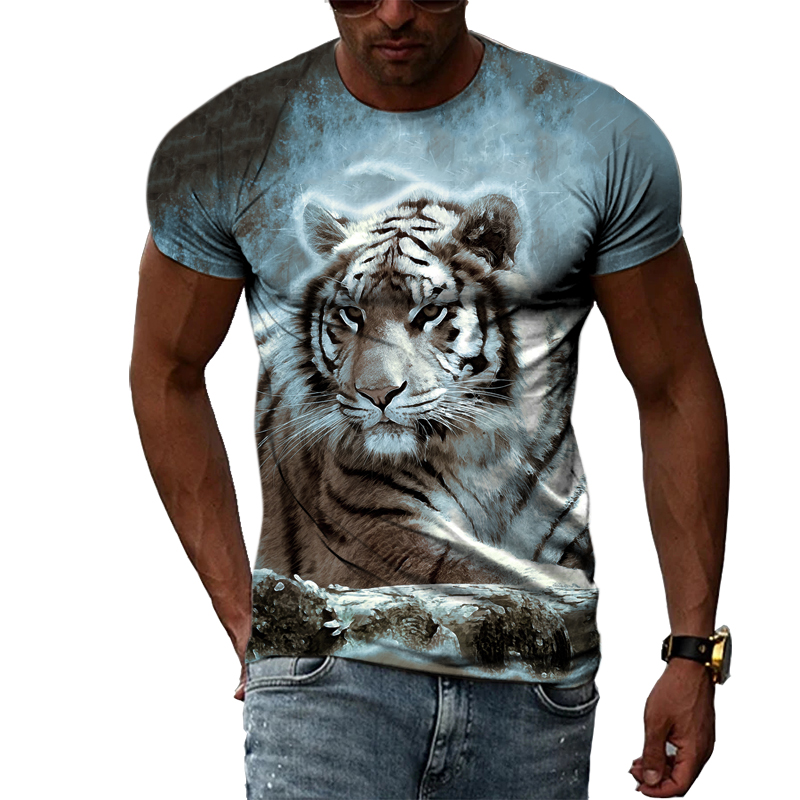 Title 15, European and American Tiger Print Short-sleeved...