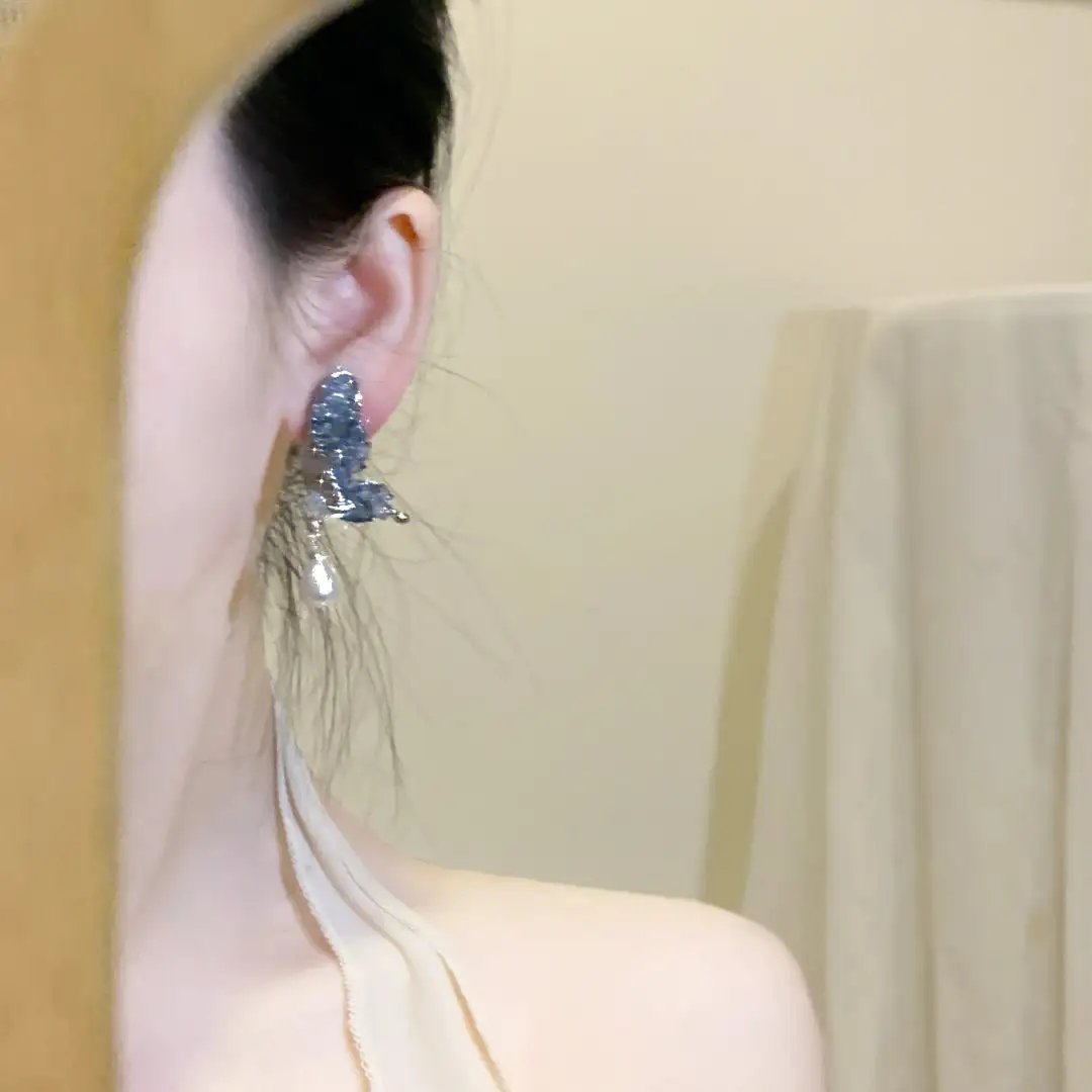 Super Fairy Butterfly Wings Pearl Earrings Female