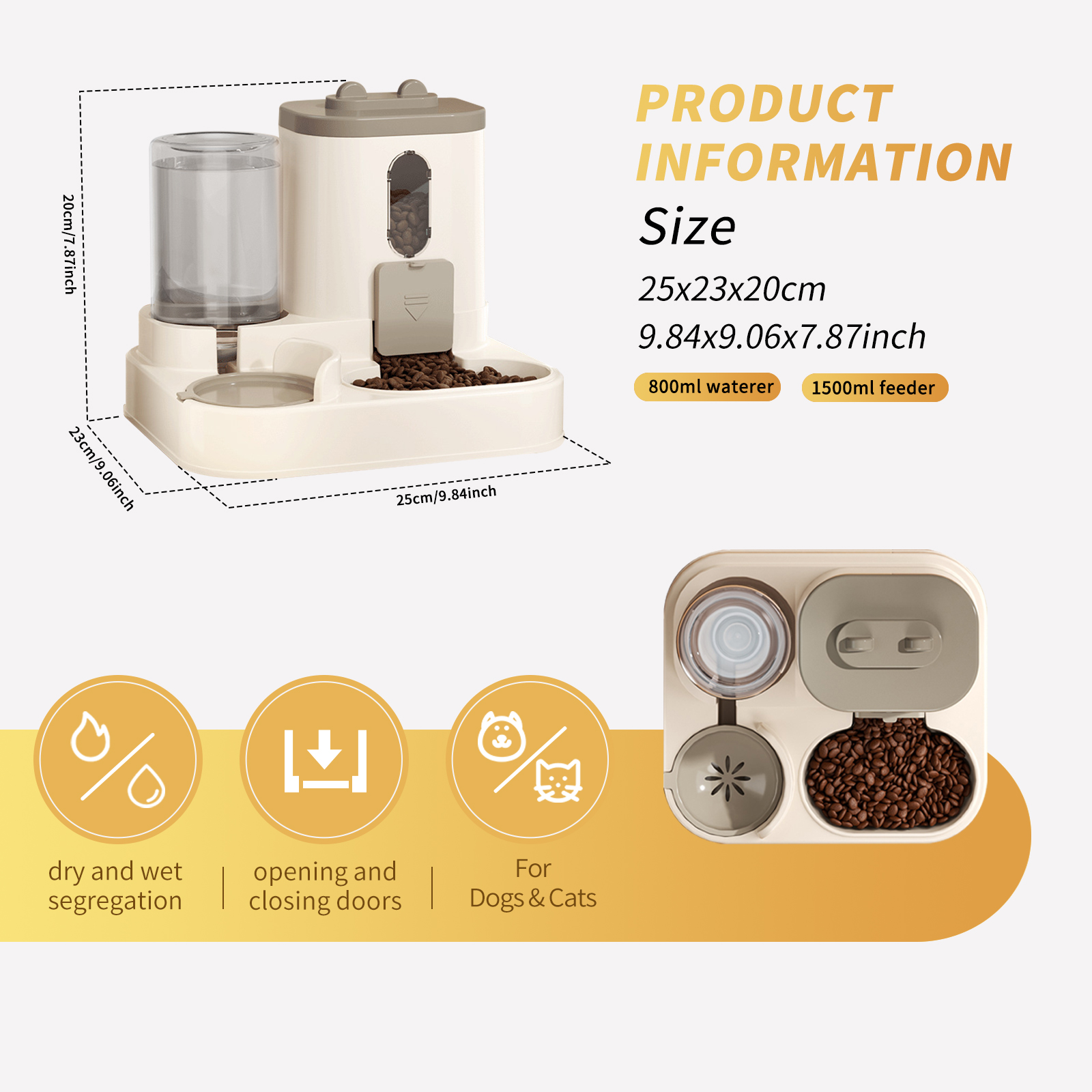 Distributeur de Nourriture pour Animaux 2-en-1, Indispensable pour Avoir les Mains Libres, Assure une Alimentation SaineEX-STOCK Canada