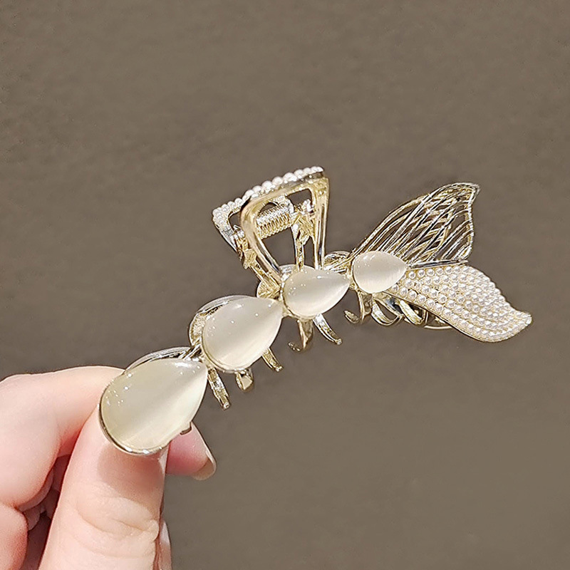 Fish Tail Opal Temperament Pearl Hair Clip Medium Size Clip Headdress — foto 2
